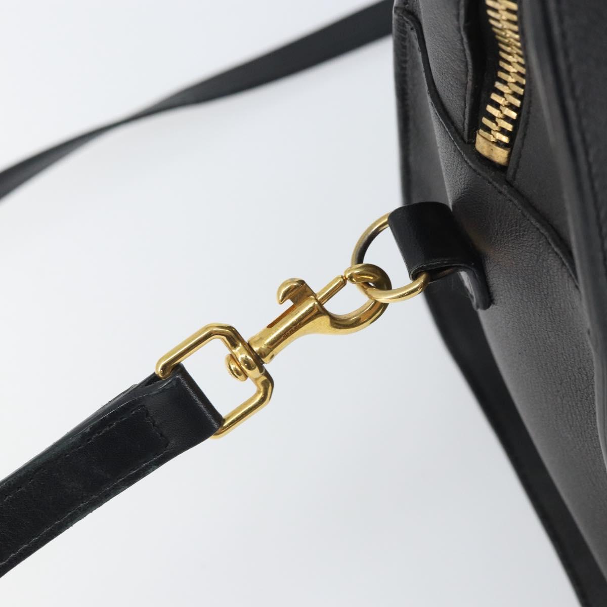 SAINT LAURENT Cabas Hand Bag Leather 2way Black Gold Auth ka1623M