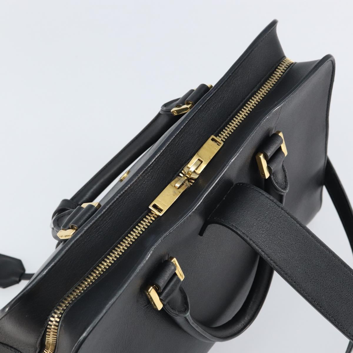 SAINT LAURENT Cabas Hand Bag Leather 2way Black Gold Auth ka1623M