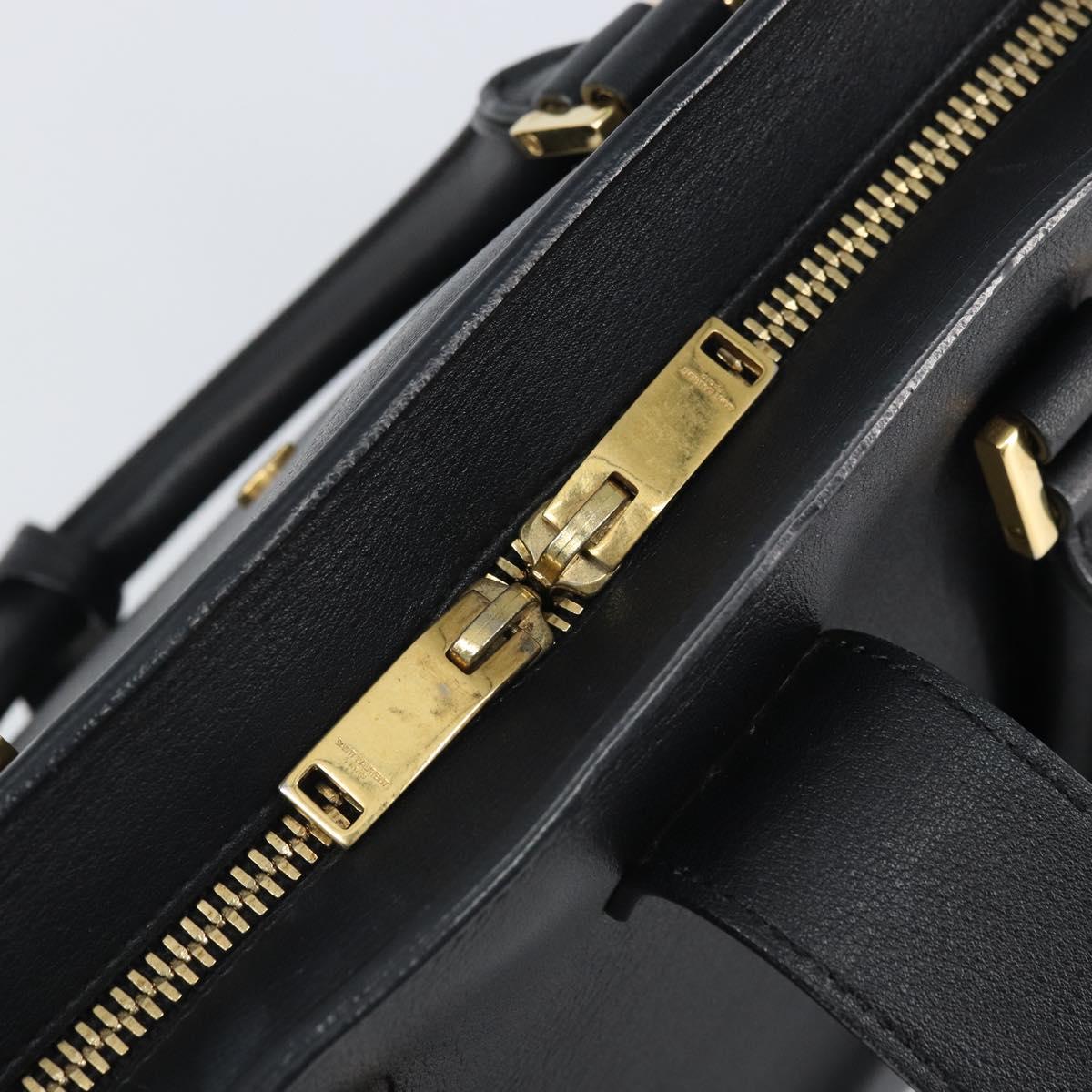 SAINT LAURENT Cabas Hand Bag Leather 2way Black Gold Auth ka1623M