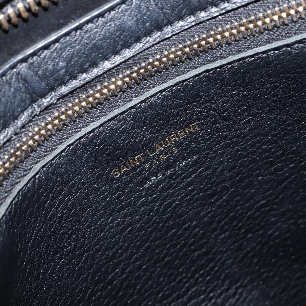 SAINT LAURENT Cabas Hand Bag Leather 2way Black Gold Auth ka1623M