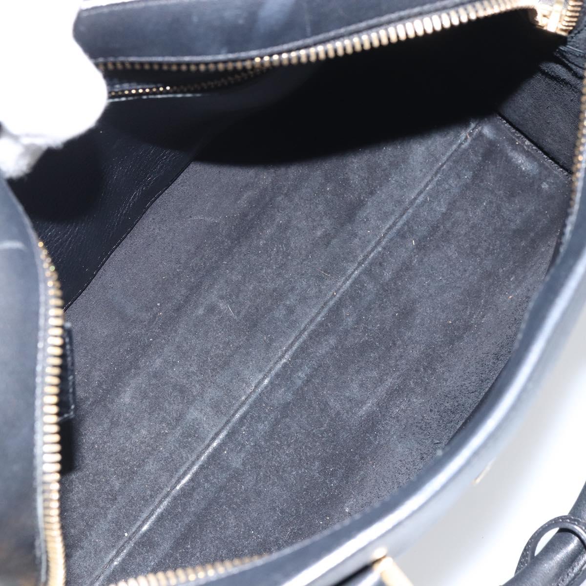 SAINT LAURENT Cabas Hand Bag Leather 2way Black Gold Auth ka1623M