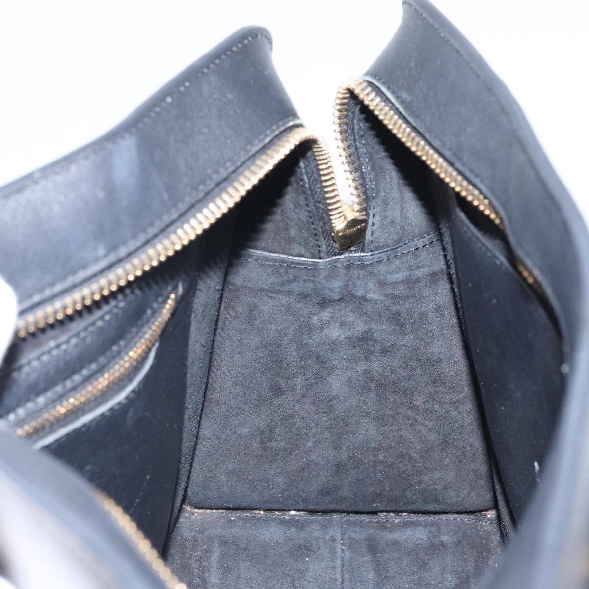 SAINT LAURENT Cabas Hand Bag Leather 2way Black Gold Auth ka1623M