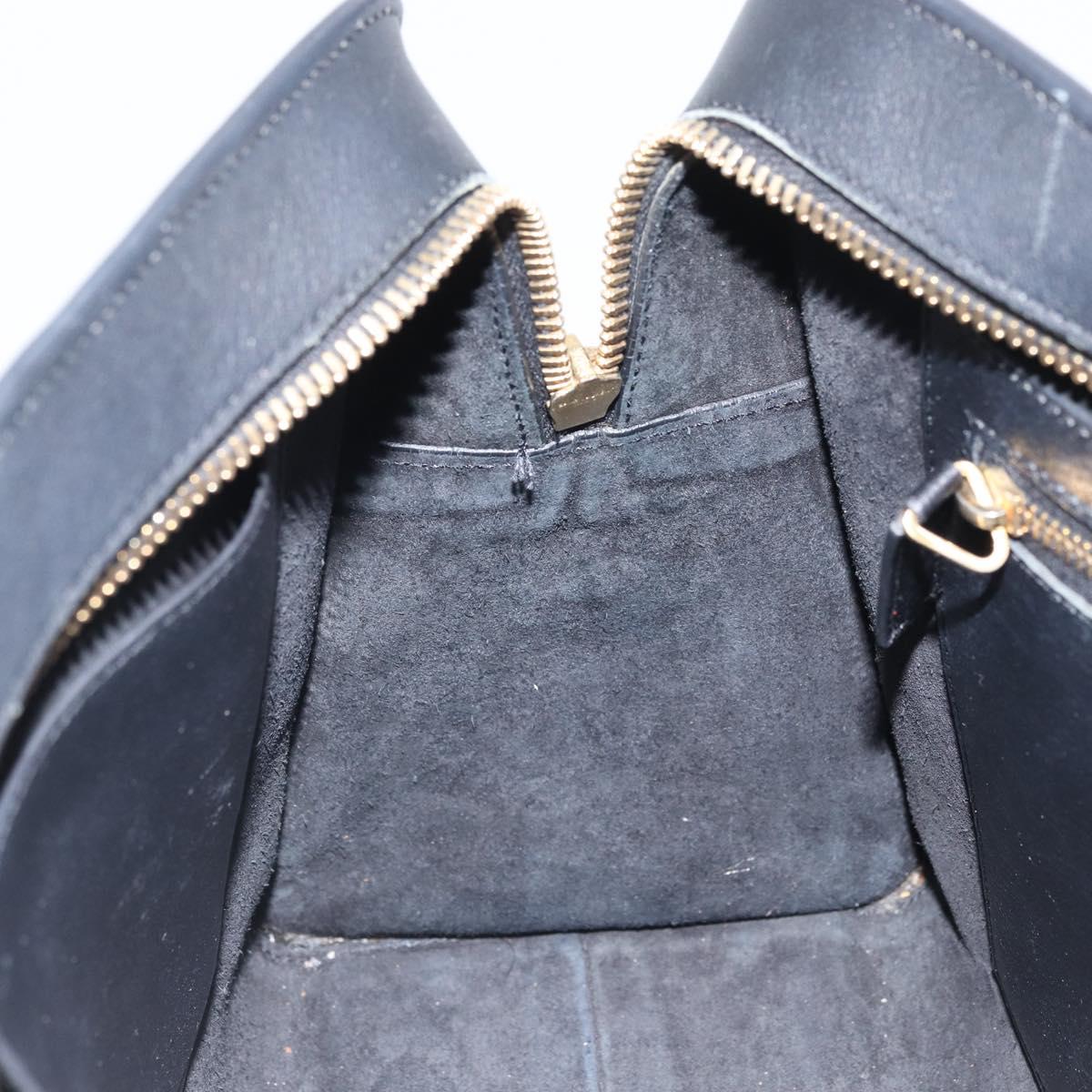 SAINT LAURENT Cabas Hand Bag Leather 2way Black Gold Auth ka1623M