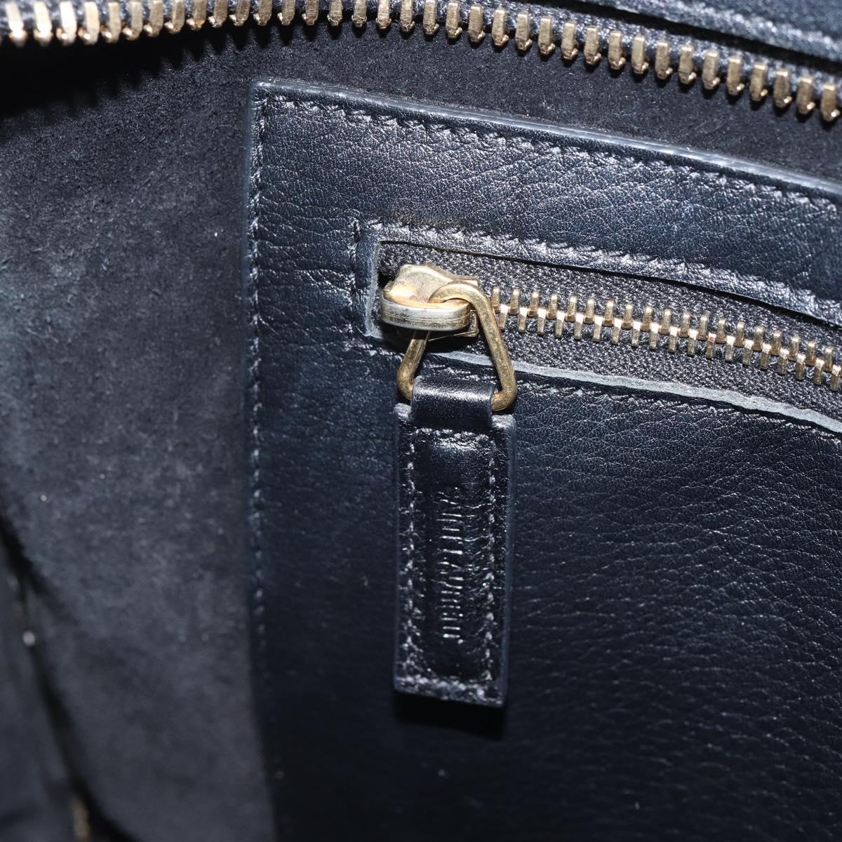 SAINT LAURENT Cabas Hand Bag Leather 2way Black Gold Auth ka1623M