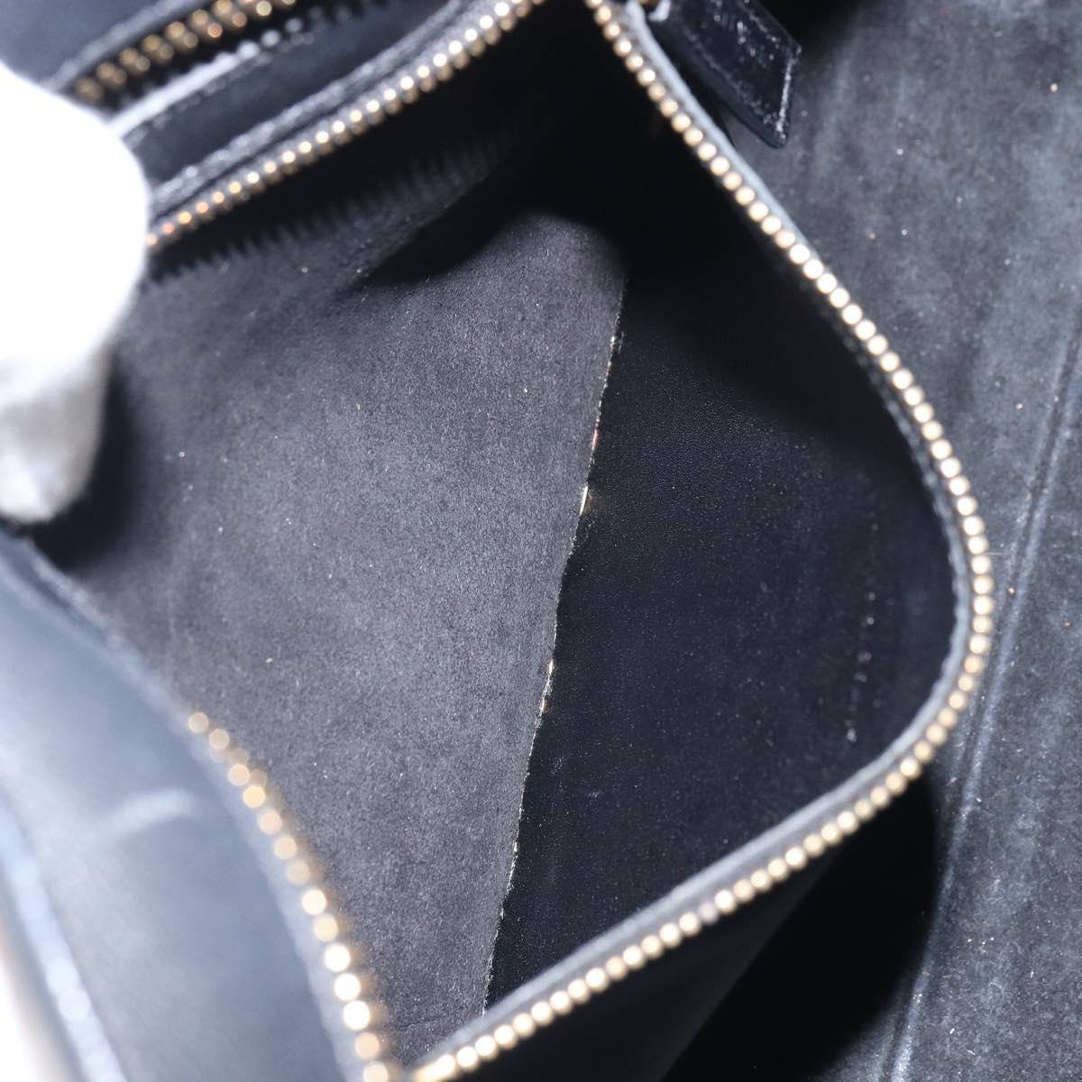 SAINT LAURENT Cabas Hand Bag Leather 2way Black Gold Auth ka1623M