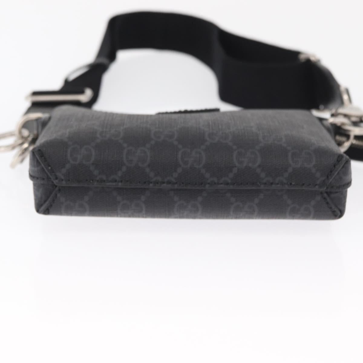 GUCCI GG Supreme Shoulder Bag PVC Black Silver 723306 Auth ka1628M