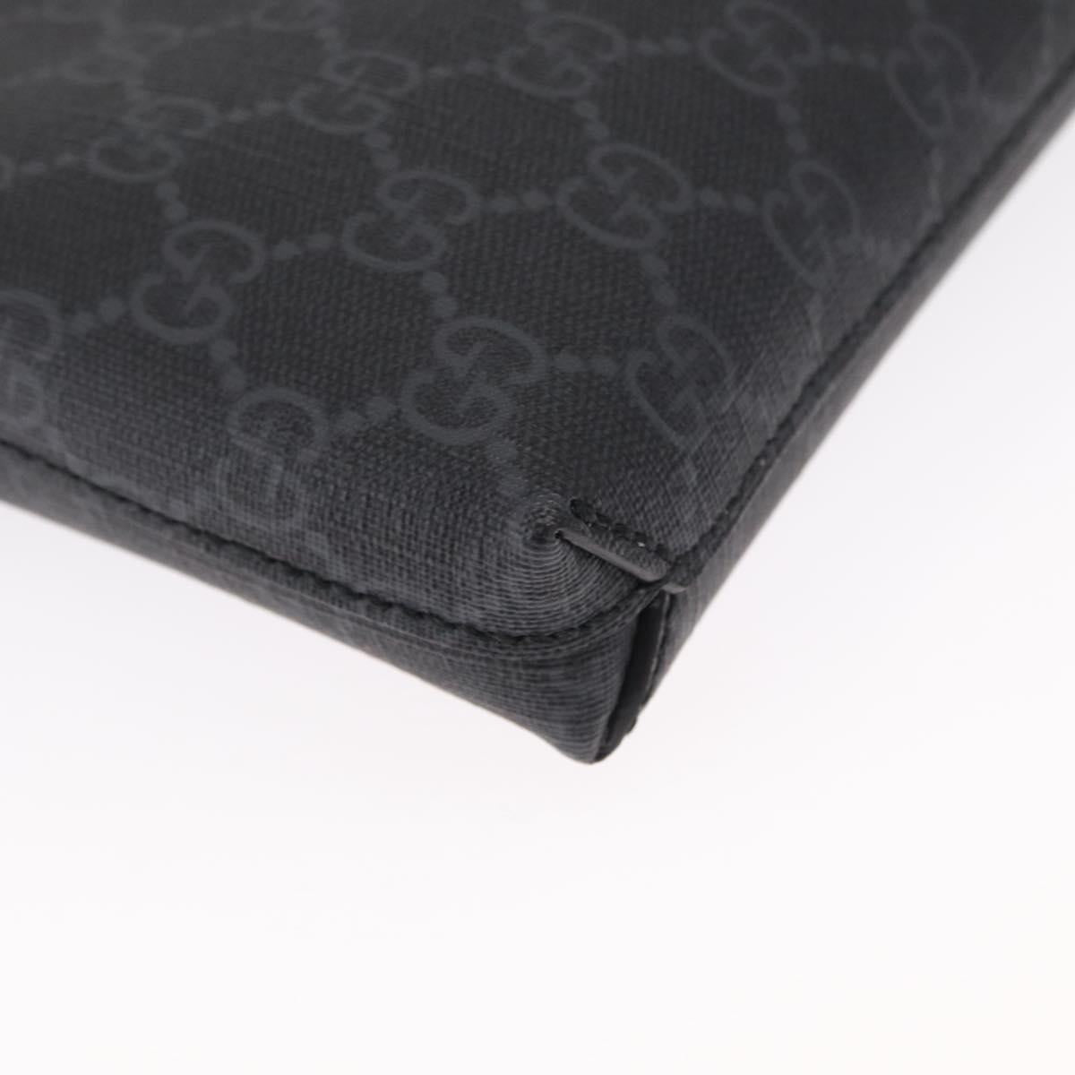 GUCCI GG Supreme Shoulder Bag PVC Black Silver 723306 Auth ka1628M