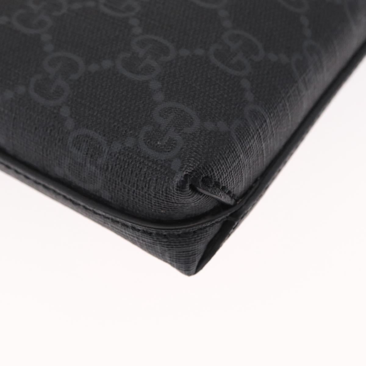 GUCCI GG Supreme Shoulder Bag PVC Black Silver 723306 Auth ka1628M