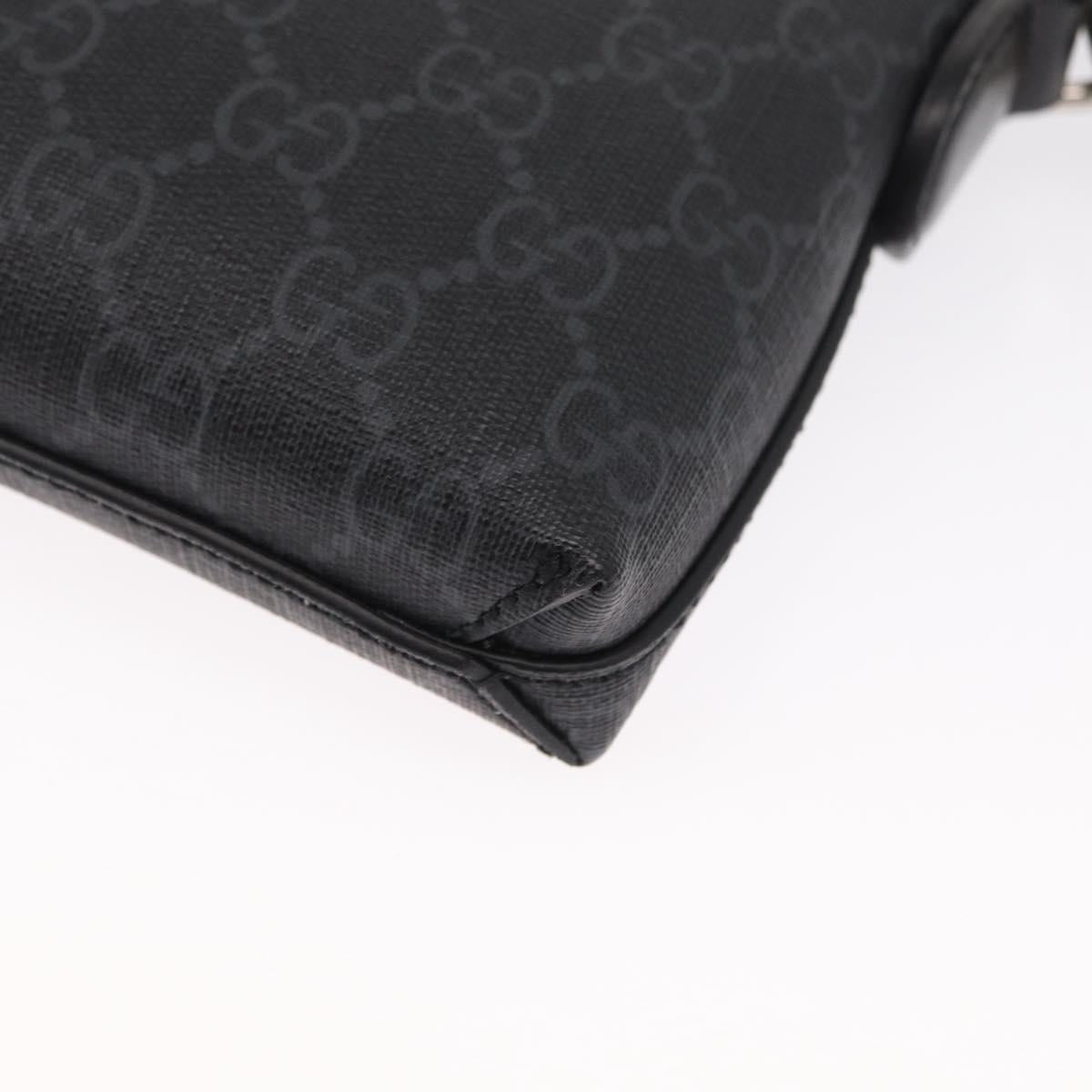 GUCCI GG Supreme Shoulder Bag PVC Black Silver 723306 Auth ka1628M