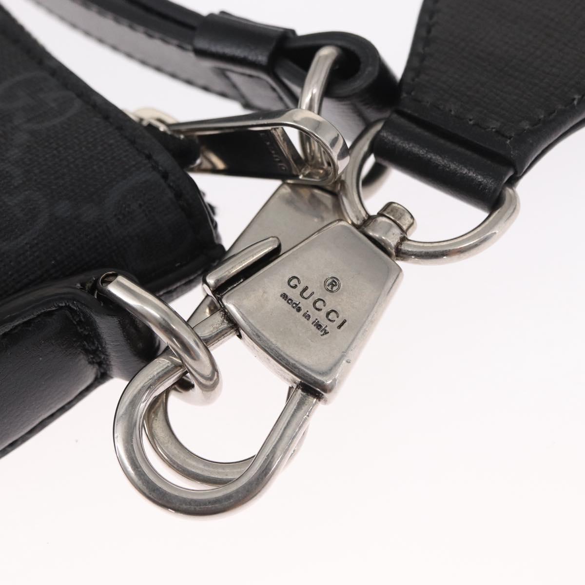 GUCCI GG Supreme Shoulder Bag PVC Black Silver 723306 Auth ka1628M