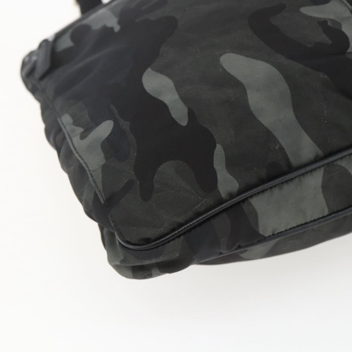 PRADA Camouflage Shoulder Bag Nylon Green Silver Auth ka1631V