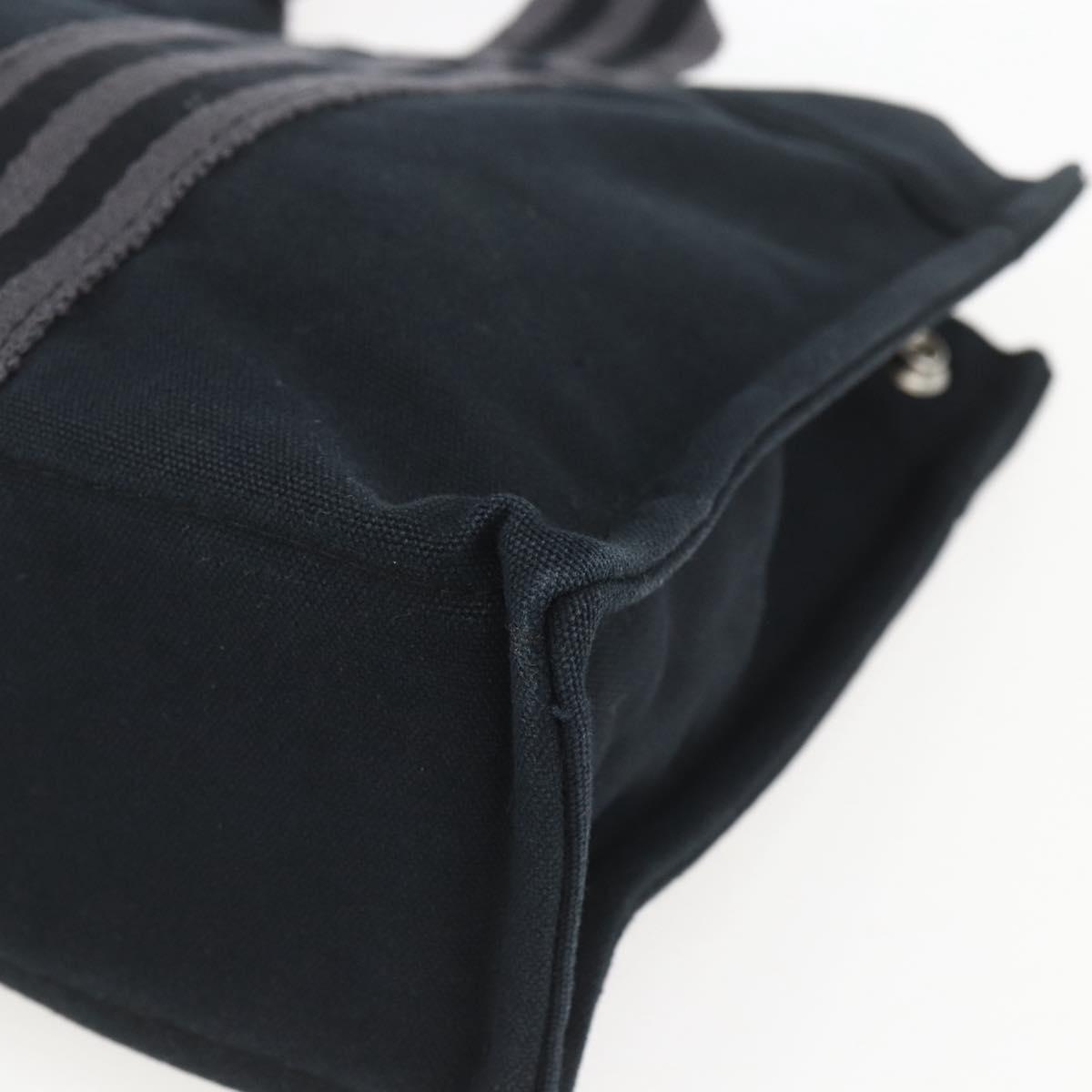 HERMES Fourre Tout PM Hand Bag Canvas Black Silver Auth ka1633