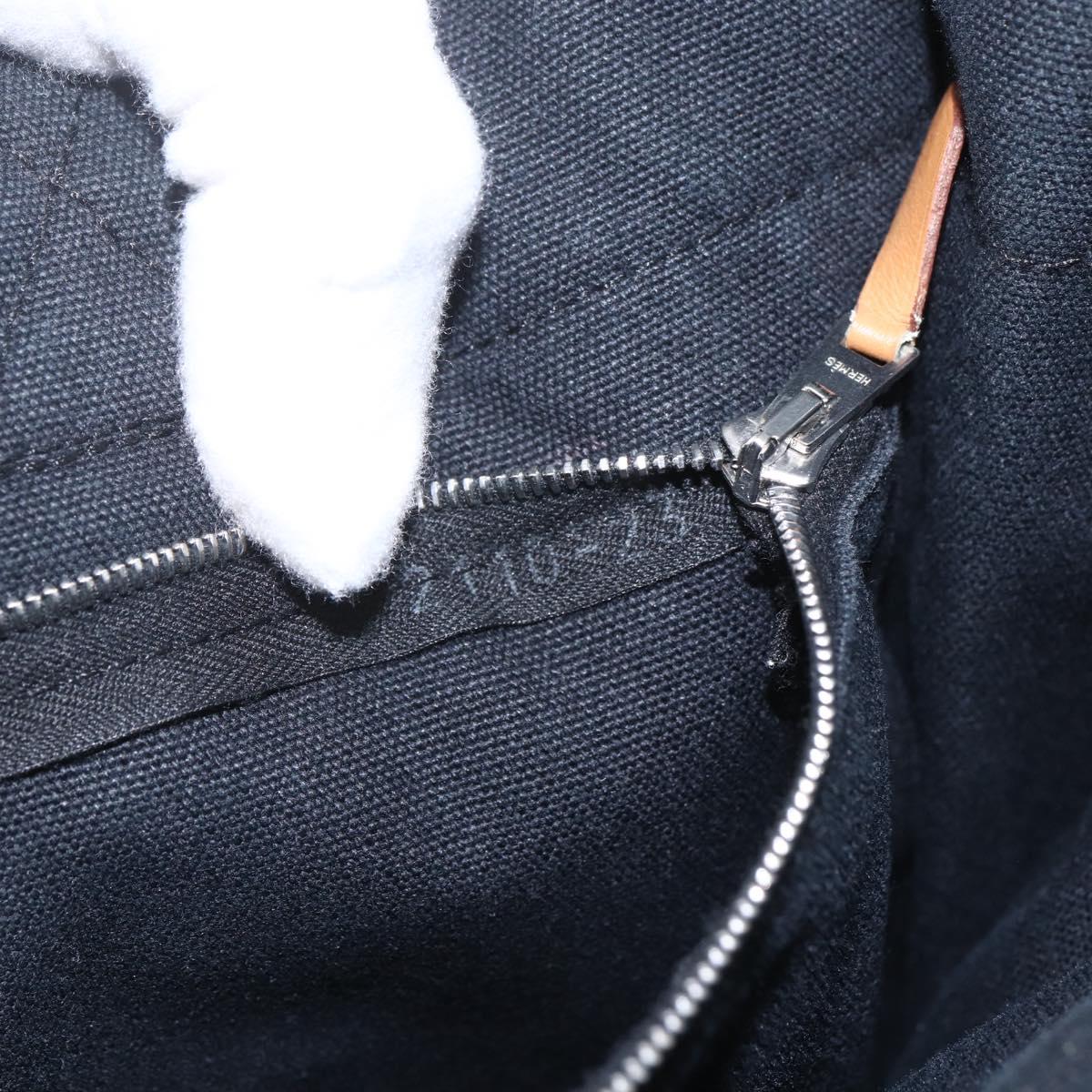 HERMES Fourre Tout PM Hand Bag Canvas Black Silver Auth ka1633