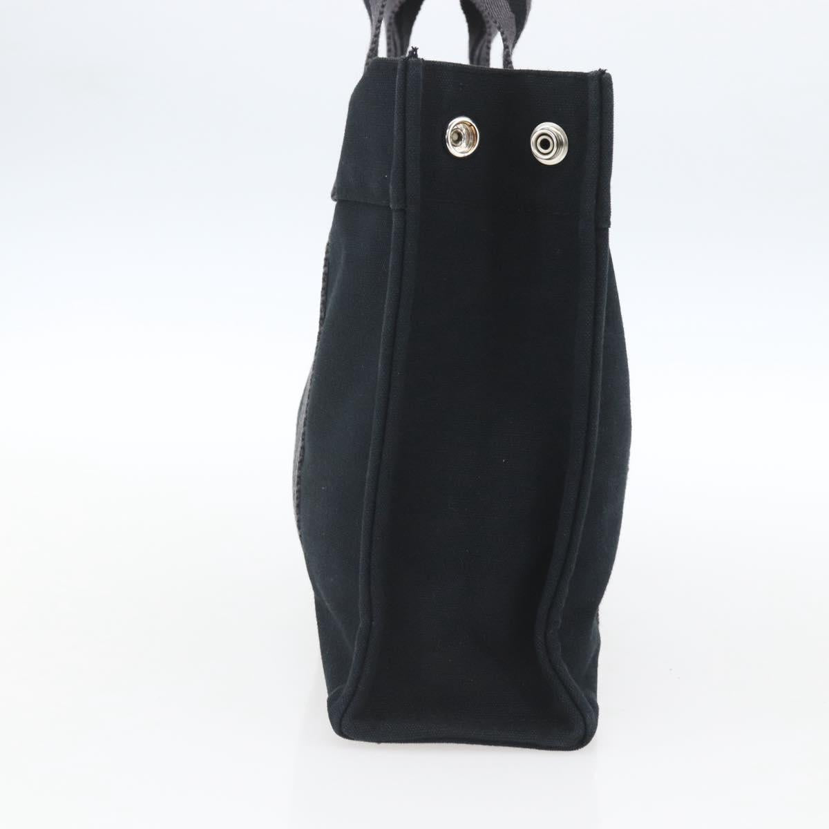 HERMES Fourre Tout PM Hand Bag Canvas Black Silver Auth ka1633