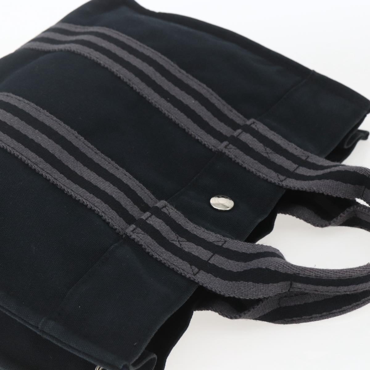 HERMES Fourre Tout PM Hand Bag Canvas Black Silver Auth ka1633