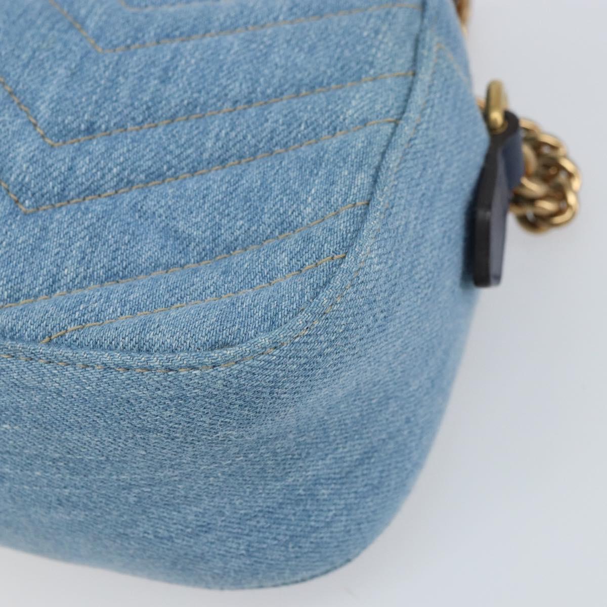GUCCI Small Camera bag GG Marmont Bag Denim Light Blue 447632 Auth ka1639SAV