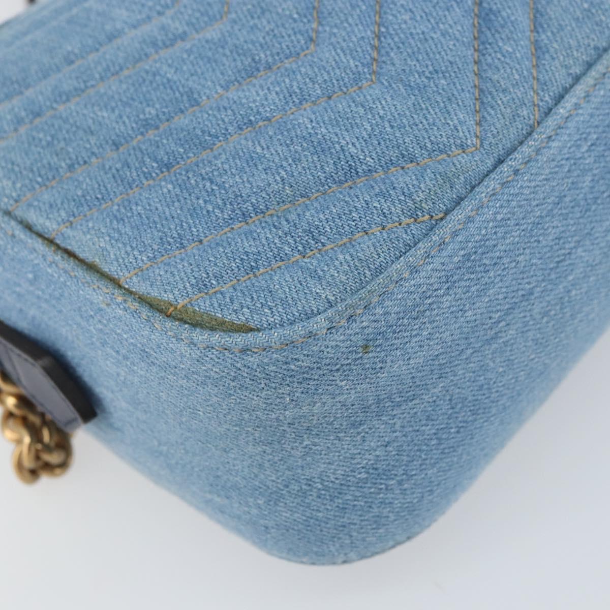 GUCCI Small Camera bag GG Marmont Bag Denim Light Blue 447632 Auth ka1639SAV