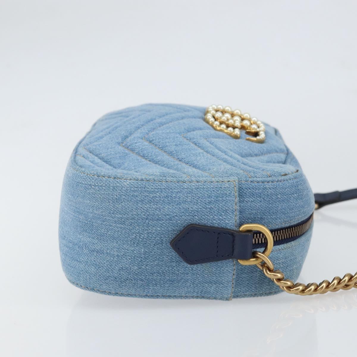 GUCCI Small Camera bag GG Marmont Bag Denim Light Blue 447632 Auth ka1639SAV