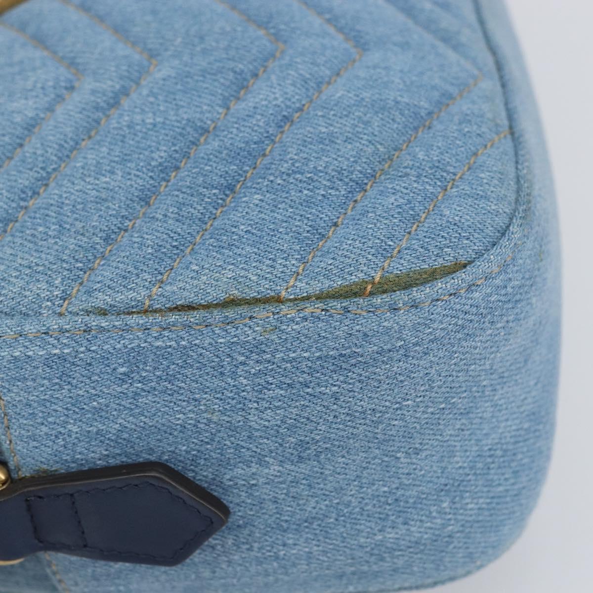 GUCCI Small Camera bag GG Marmont Bag Denim Light Blue 447632 Auth ka1639SAV