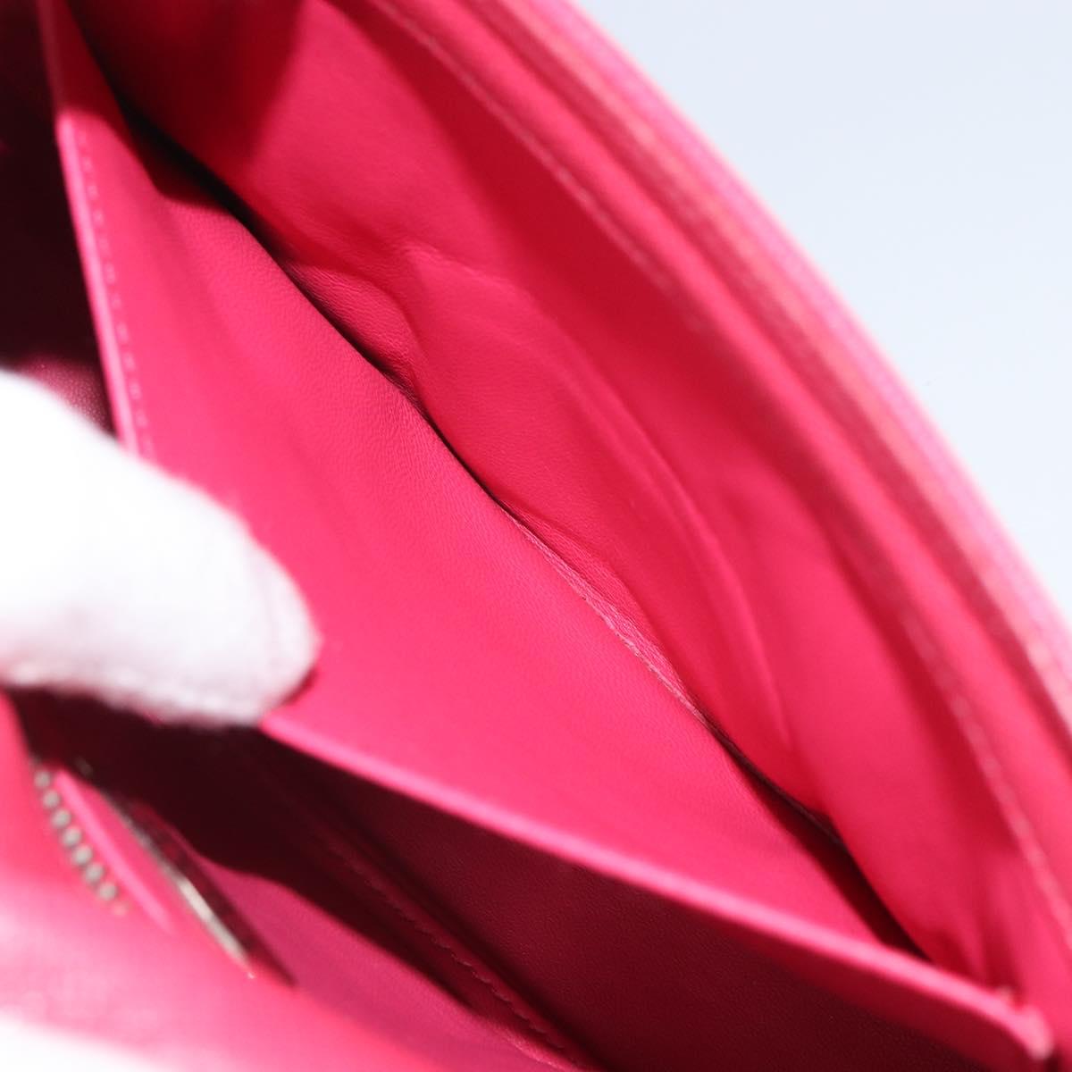 PRADA Chain Shoulder Bag Safiano leather Pink Silver Auth ka1645V