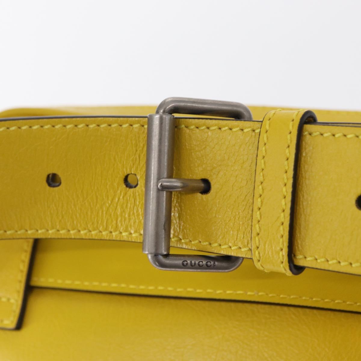 GUCCI Waist bag Leather Yellow Silver 598080 Auth ka1647M