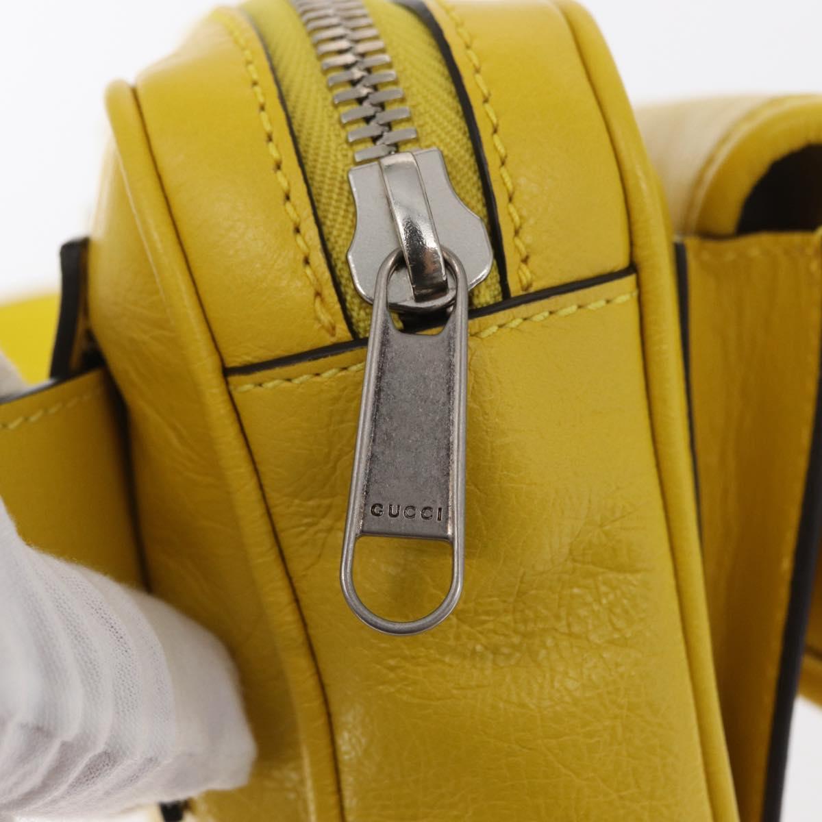 GUCCI Waist bag Leather Yellow Silver 598080 Auth ka1647M