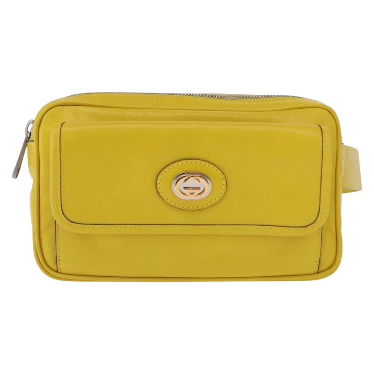 GUCCI Waist bag Leather Yellow Silver 598080 Auth ka1647M