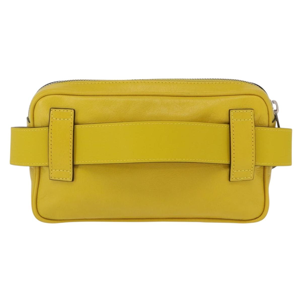 GUCCI Waist bag Leather Yellow Silver 598080 Auth ka1647M