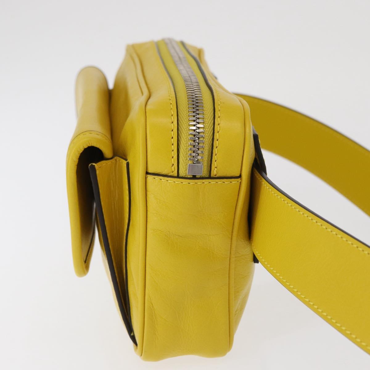 GUCCI Waist bag Leather Yellow Silver 598080 Auth ka1647M