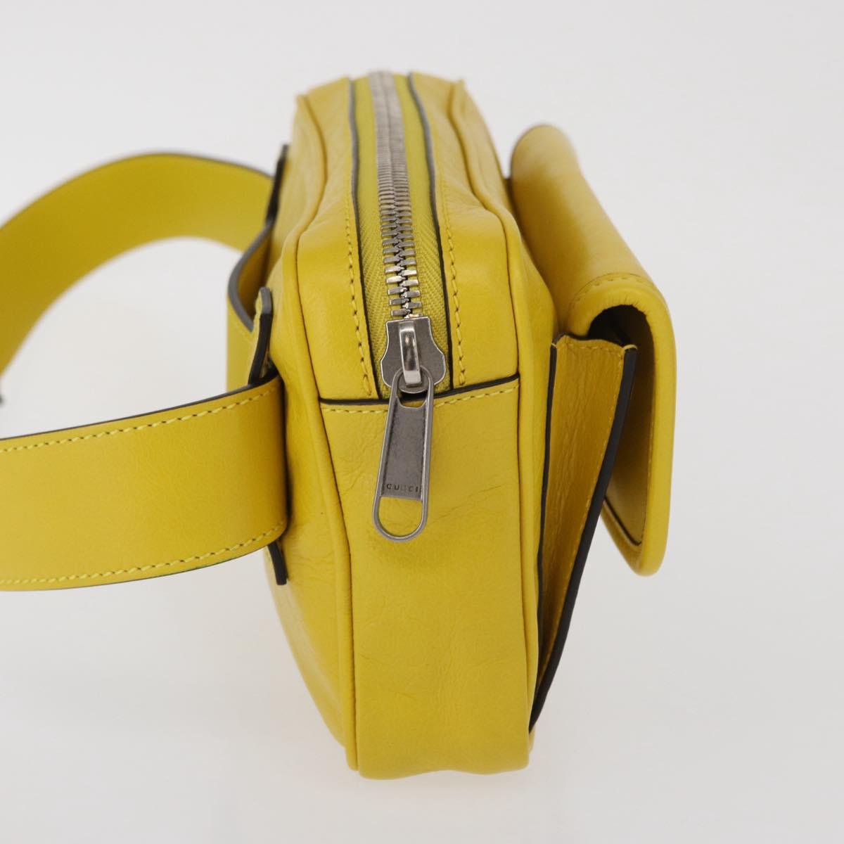 GUCCI Waist bag Leather Yellow Silver 598080 Auth ka1647M