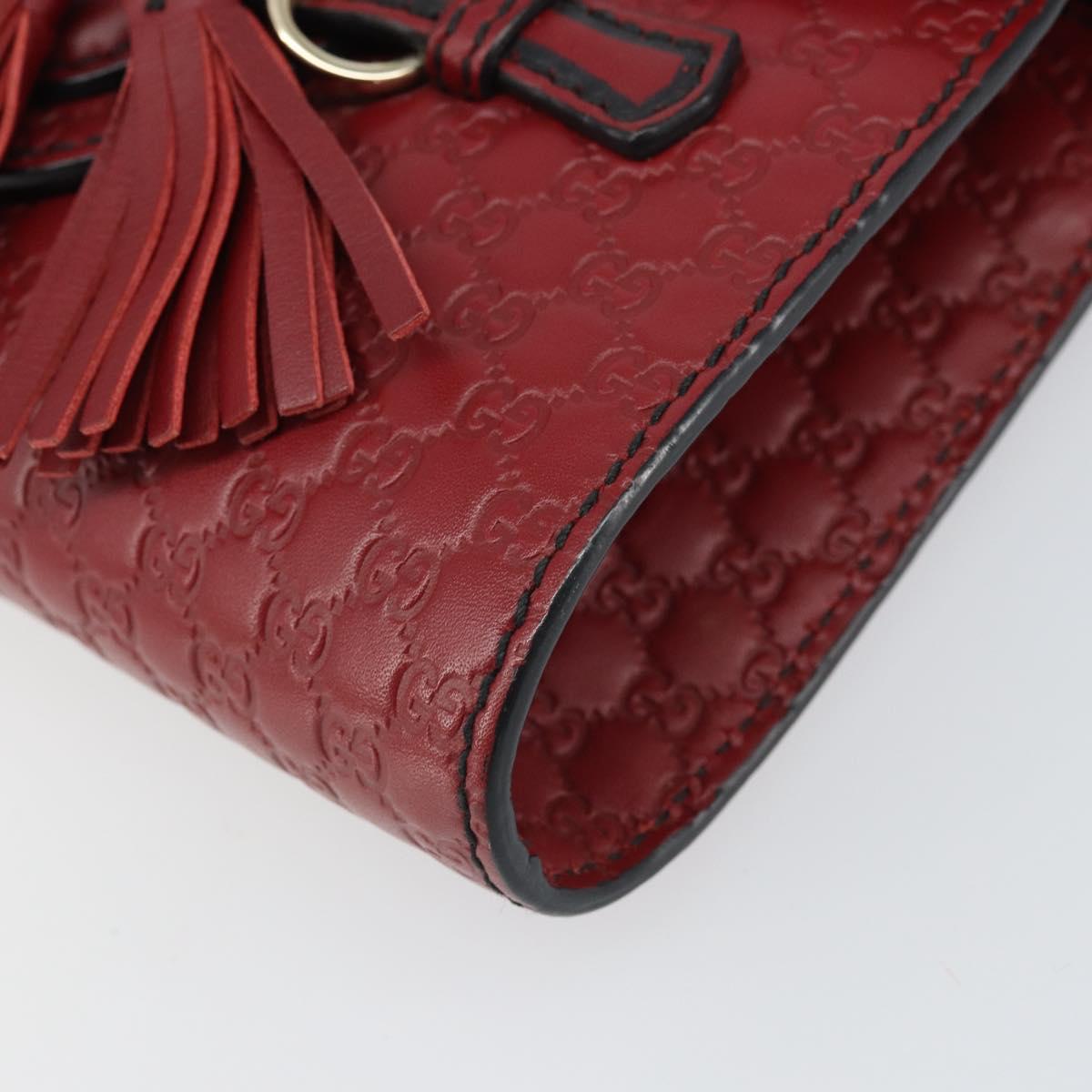 GUCCI Horsebit Micro GG Canvas Emily Bag Leather Outlet Red 449636 Auth ka1651