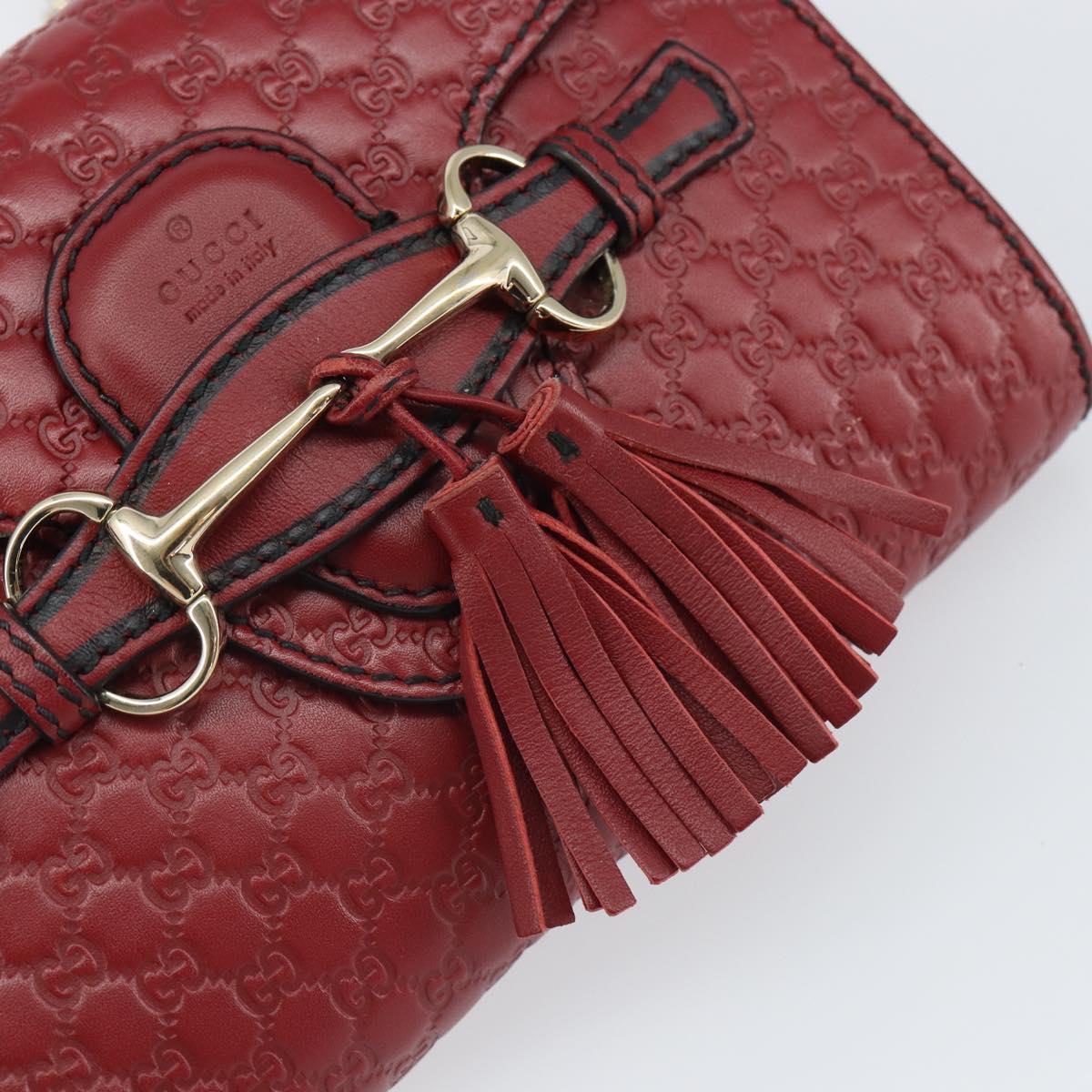 GUCCI Horsebit Micro GG Canvas Emily Bag Leather Outlet Red 449636 Auth ka1651