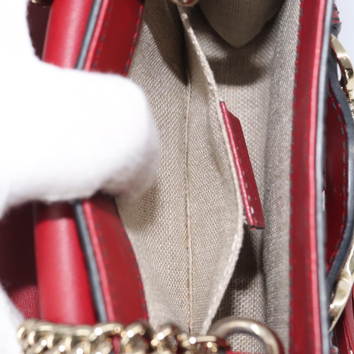 GUCCI Horsebit Micro GG Canvas Emily Bag Leather Outlet Red 449636 Auth ka1651