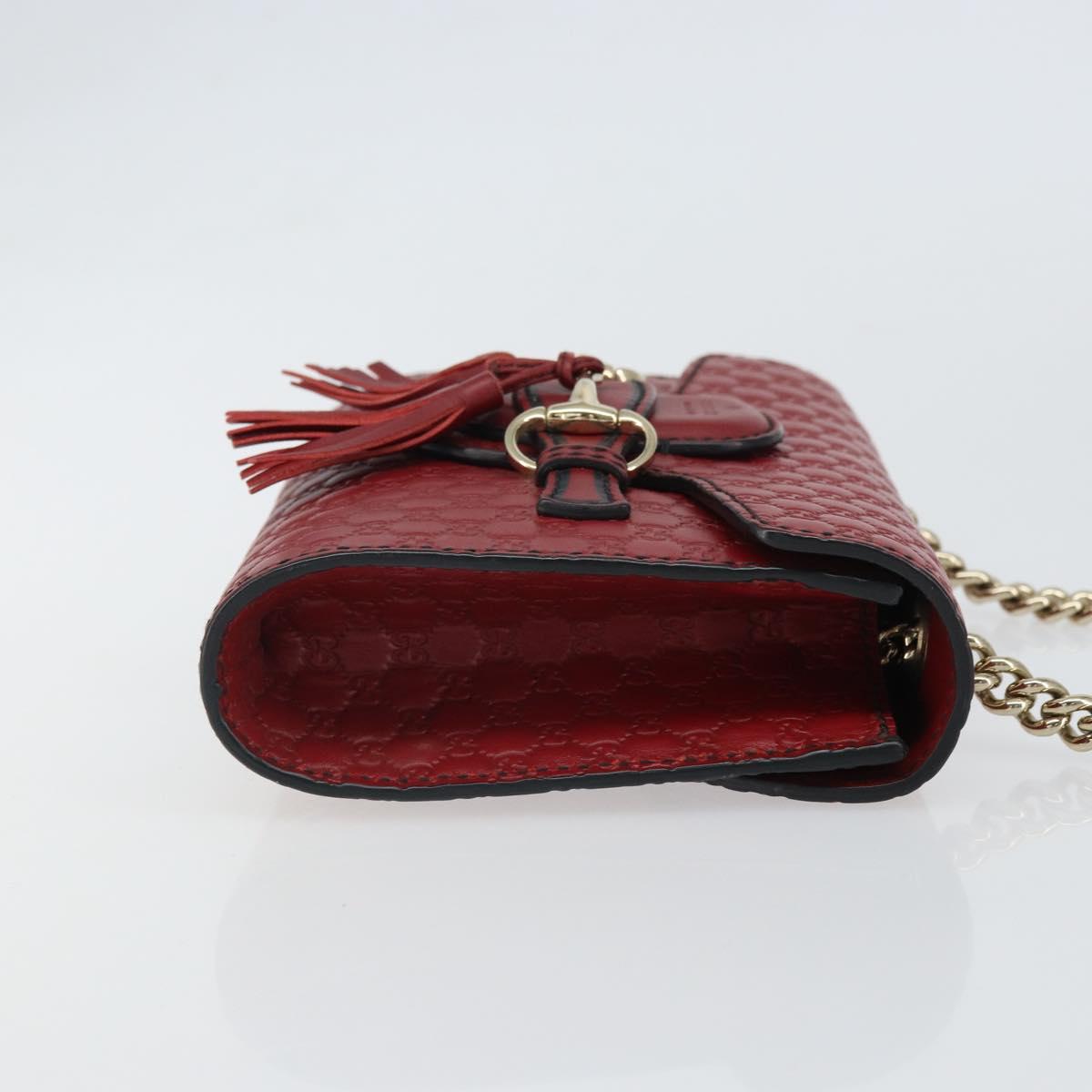 GUCCI Horsebit Micro GG Canvas Emily Bag Leather Outlet Red 449636 Auth ka1651