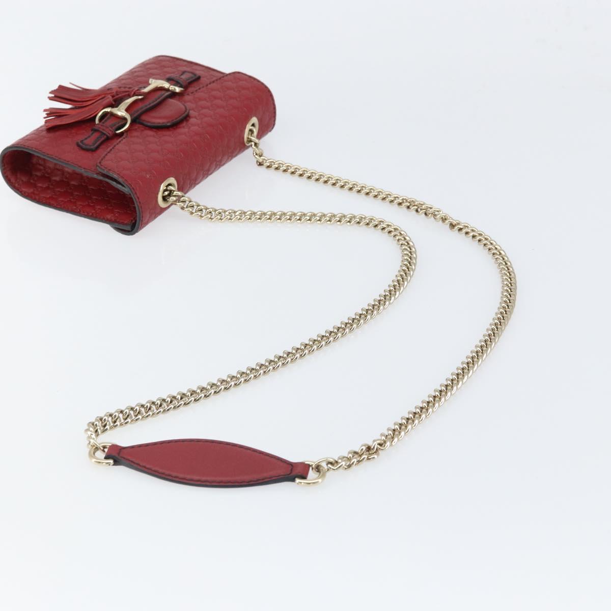 GUCCI Horsebit Micro GG Canvas Emily Bag Leather Outlet Red 449636 Auth ka1651