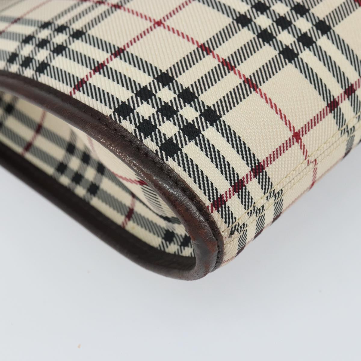 BURBERRY Nova Check Shoulder Bag Canvas Leather Beige Silver Auth ka1653V