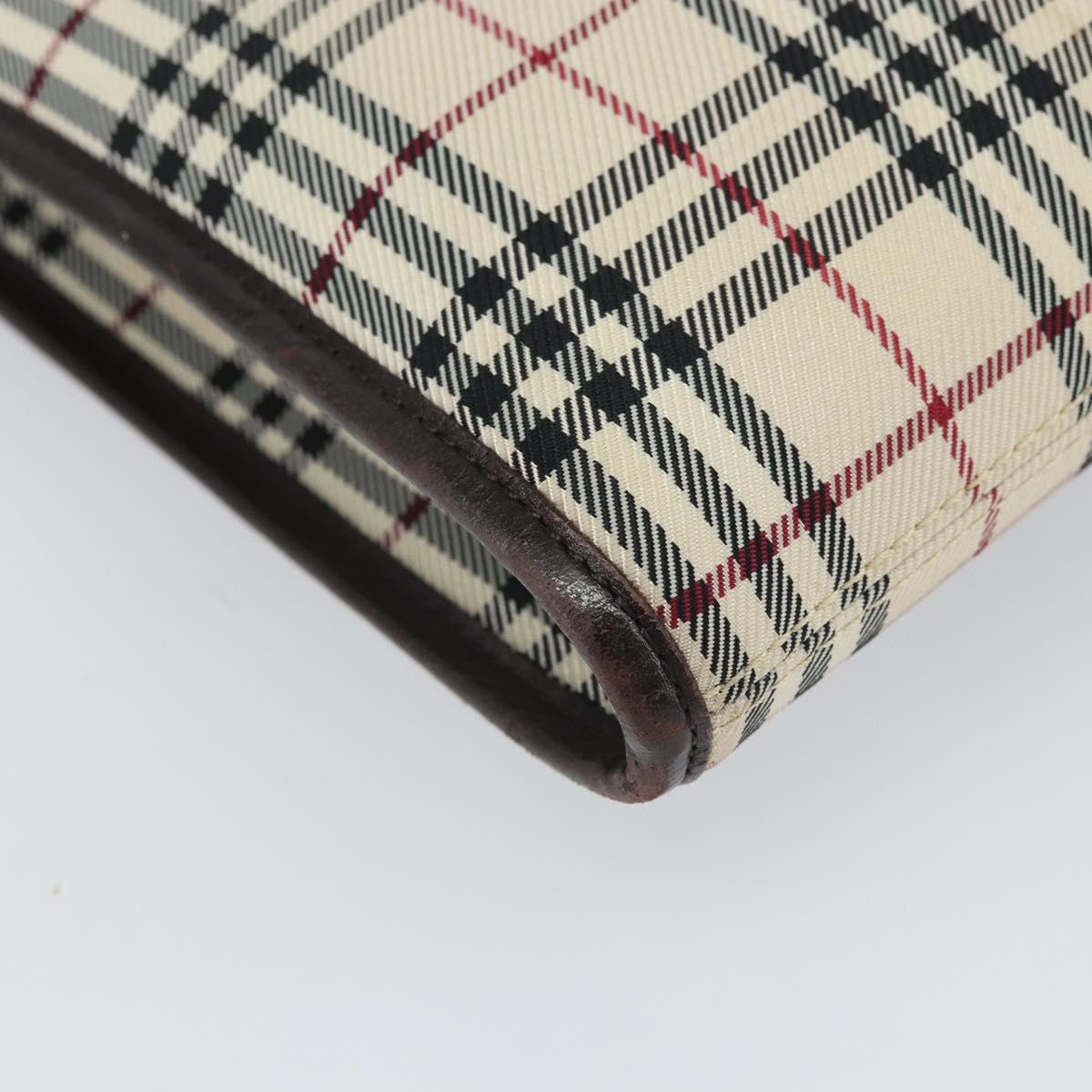 BURBERRY Nova Check Shoulder Bag Canvas Leather Beige Silver Auth ka1653V