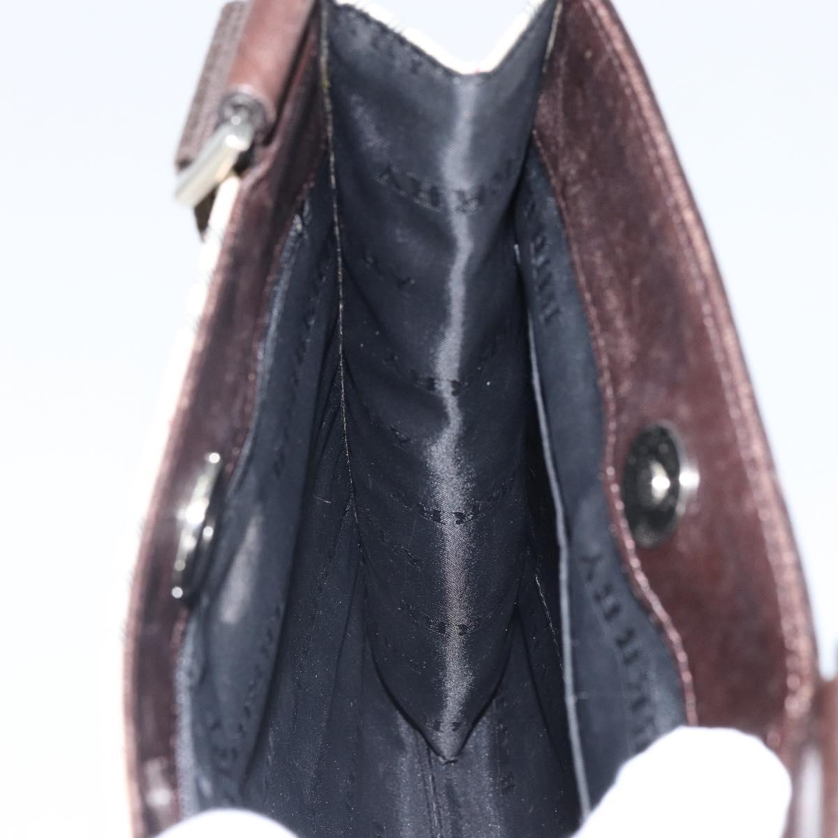 BURBERRY Nova Check Shoulder Bag Canvas Leather Beige Silver Auth ka1653V