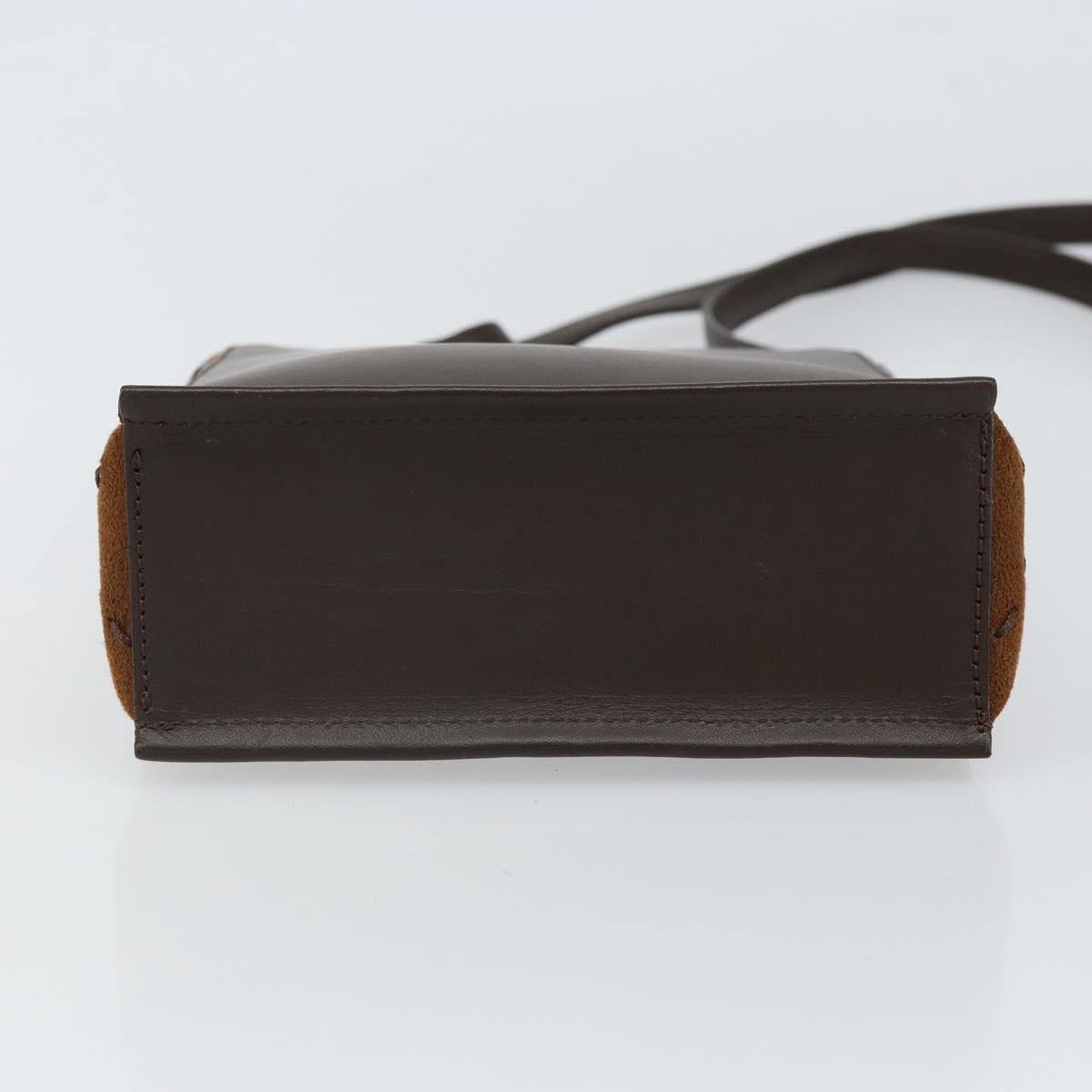 BURBERRY Shoulder Bag Leather Brown Silver Auth ka1655V