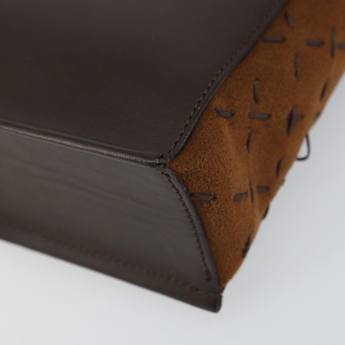 BURBERRY Shoulder Bag Leather Brown Silver Auth ka1655V