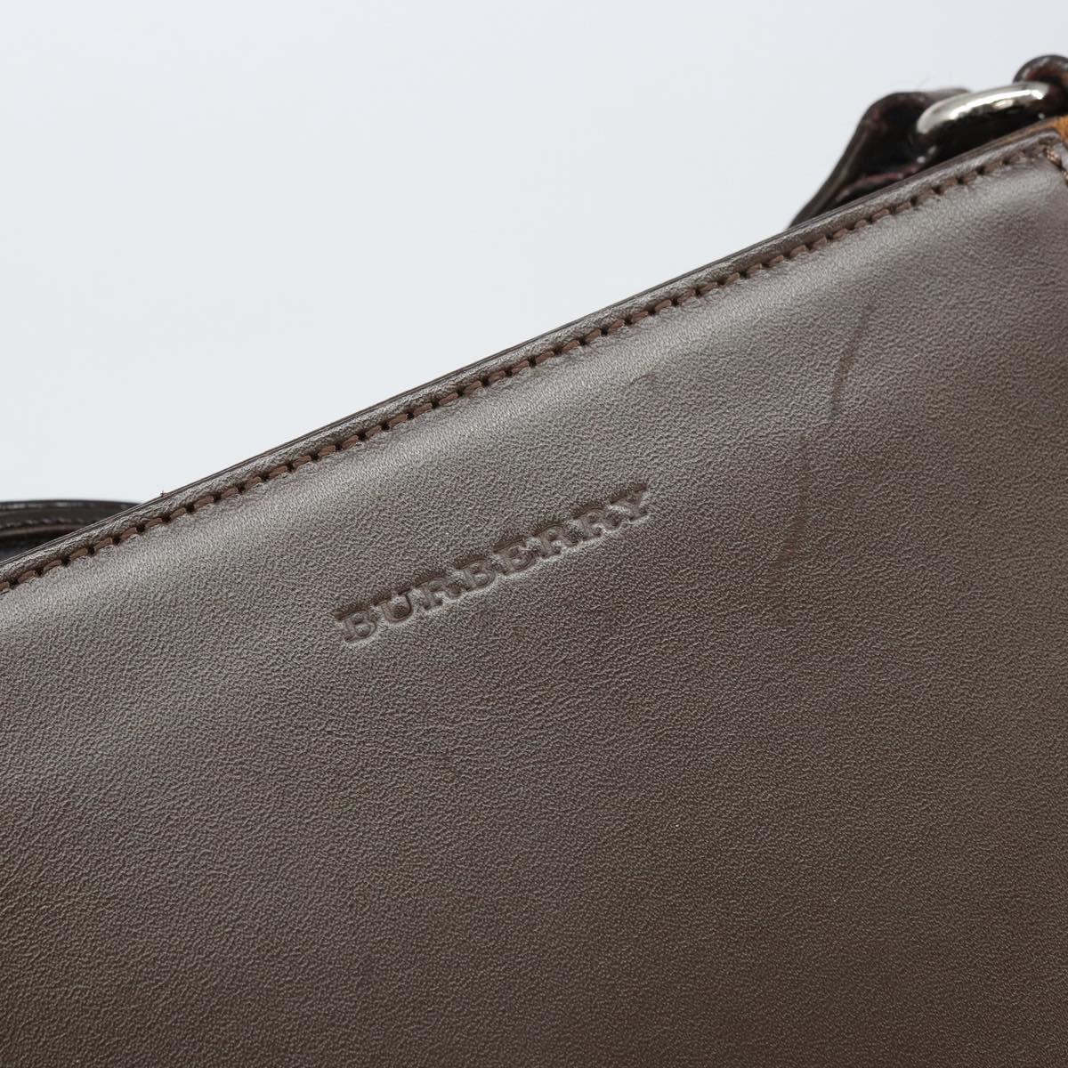 BURBERRY Shoulder Bag Leather Brown Silver Auth ka1655V