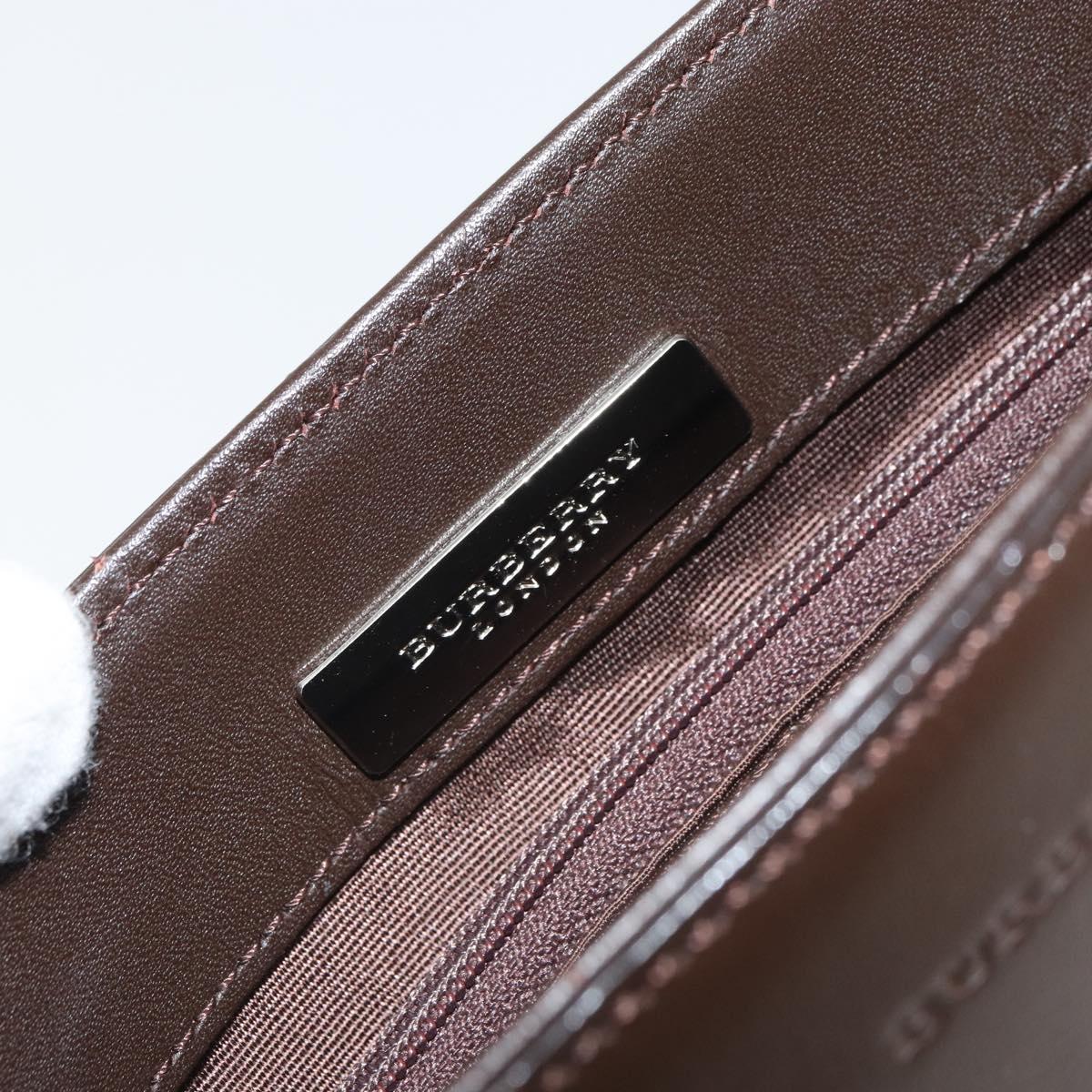 BURBERRY Shoulder Bag Leather Brown Silver Auth ka1655V