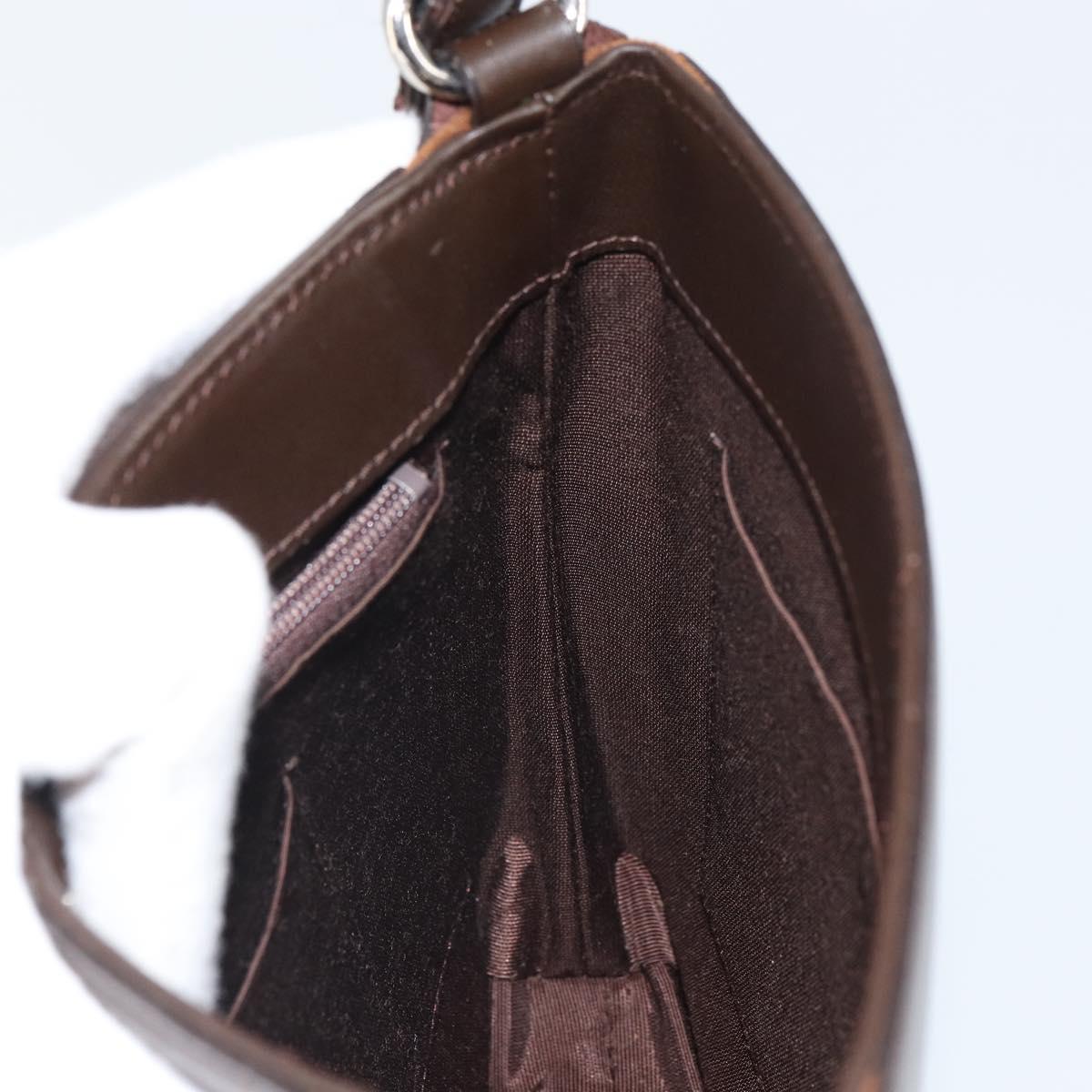 BURBERRY Shoulder Bag Leather Brown Silver Auth ka1655V