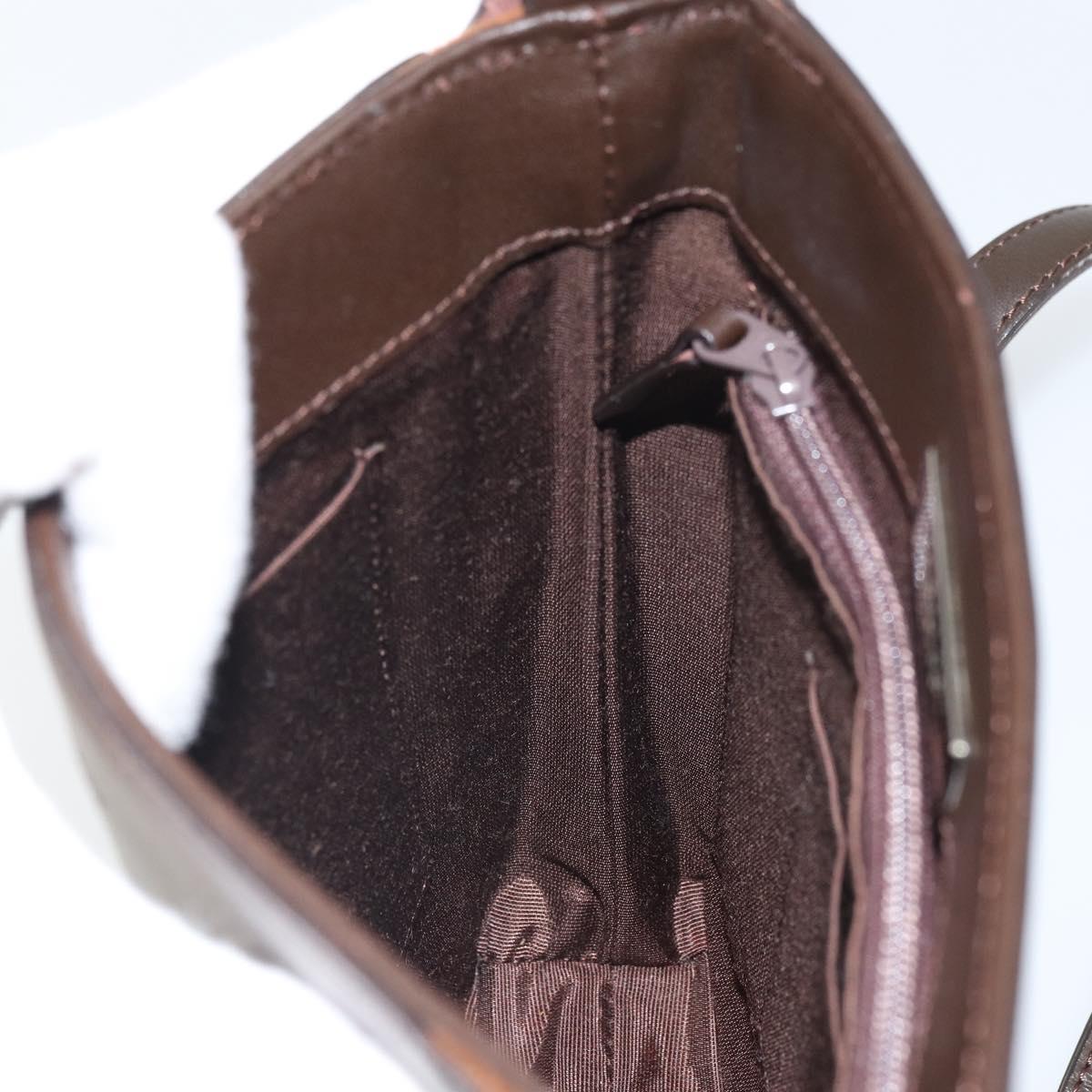 BURBERRY Shoulder Bag Leather Brown Silver Auth ka1655V