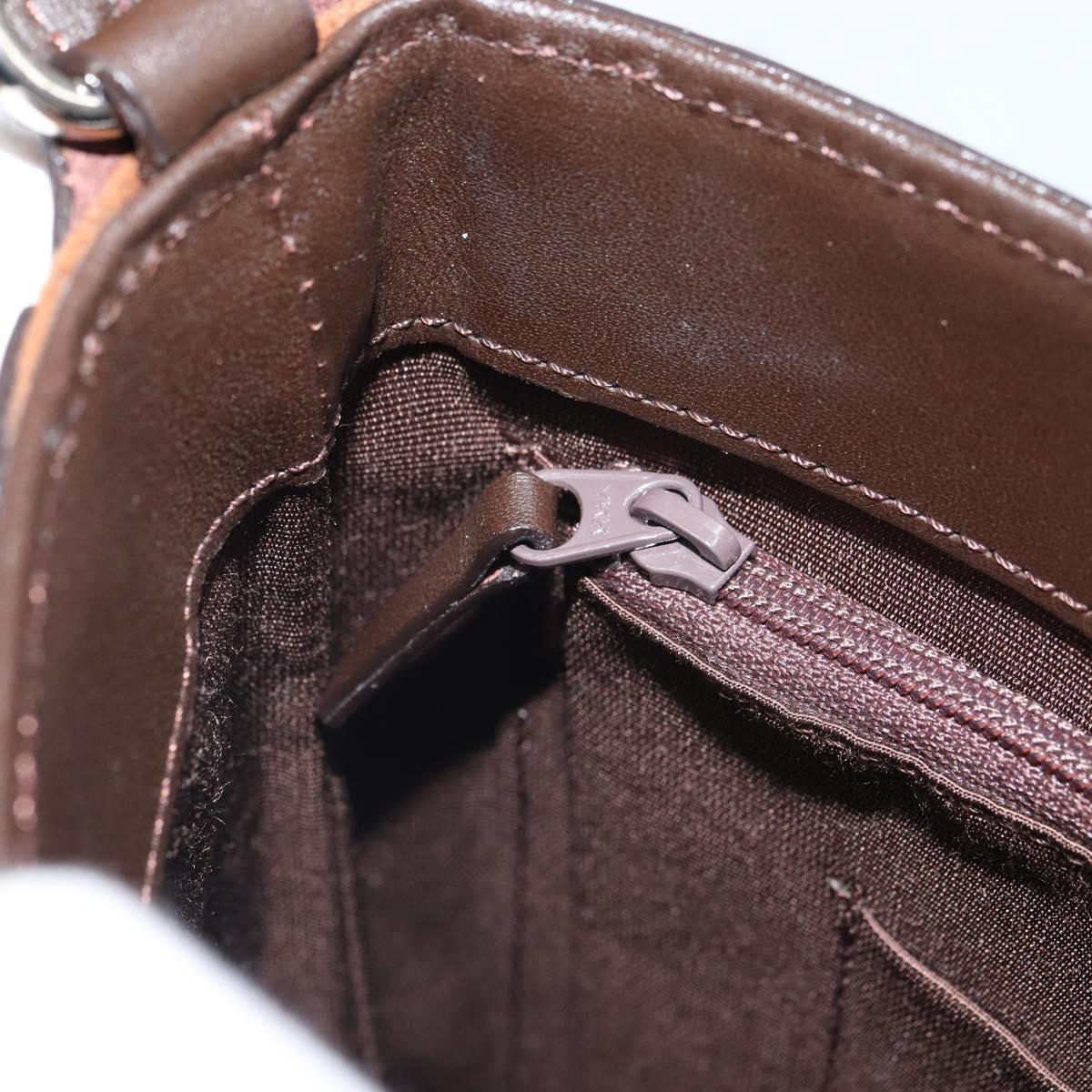 BURBERRY Shoulder Bag Leather Brown Silver Auth ka1655V