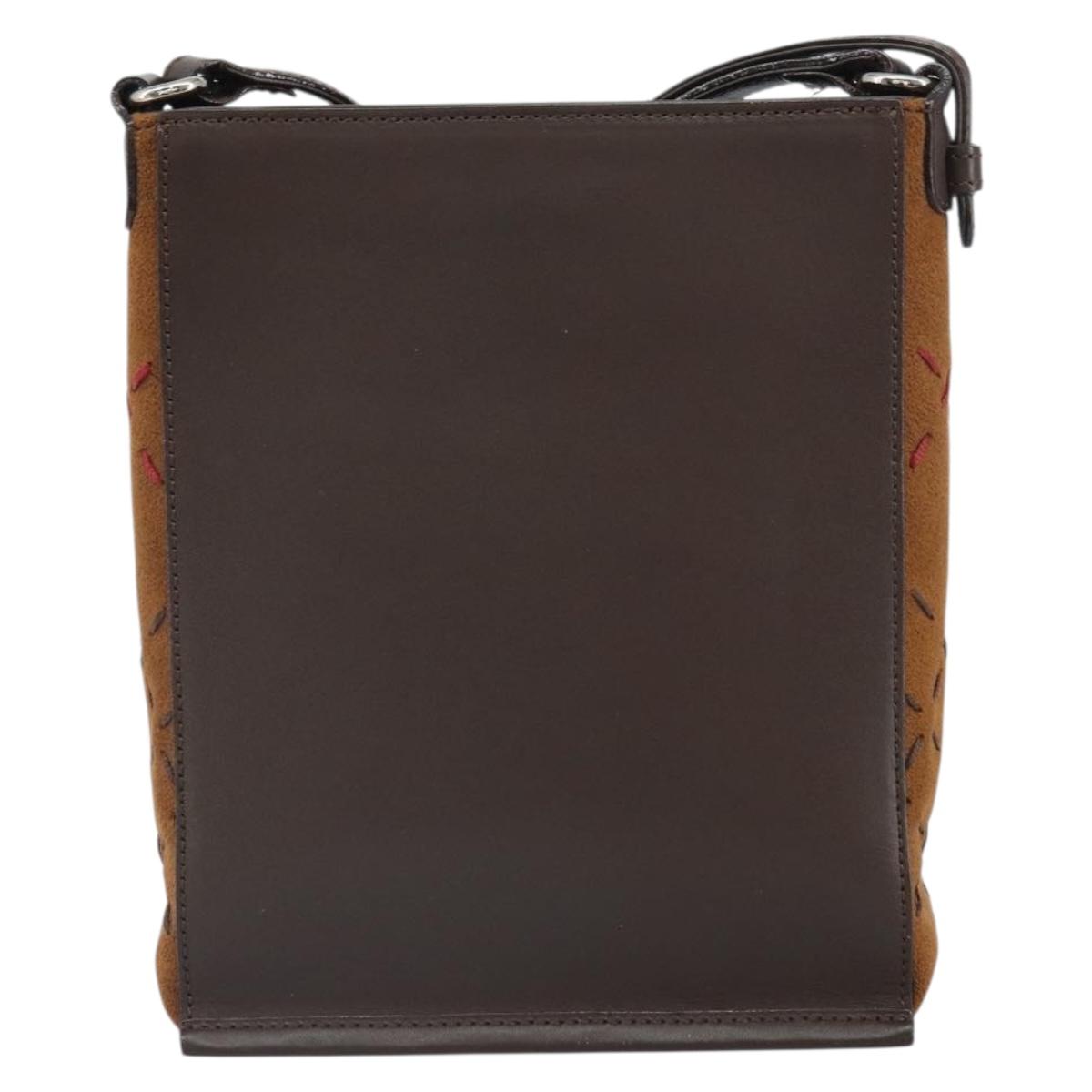 BURBERRY Shoulder Bag Leather Brown Silver Auth ka1655V