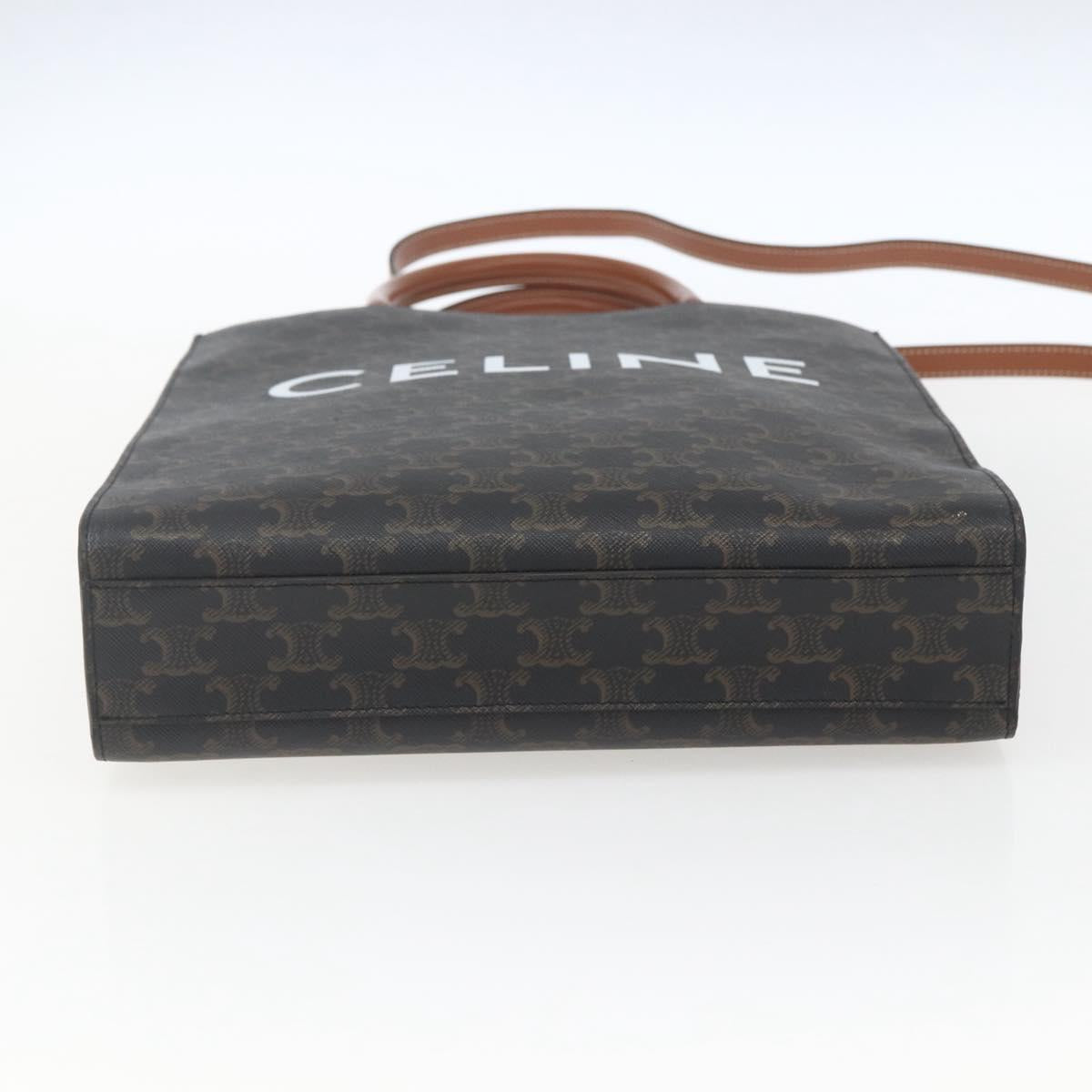 CELINE Triomphe Vertical Cabas Tote Bag PVC 2way Brown Auth ka1656SAM