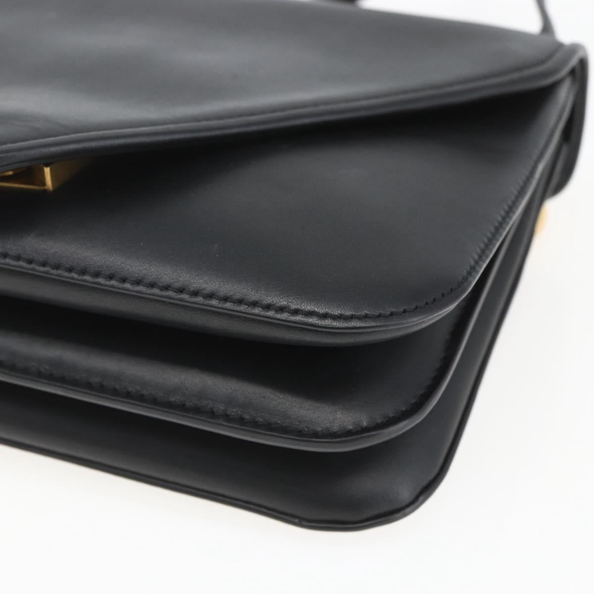 BOTTEGA VENETA mount Shoulder Bag Leather 2way Black Gold Auth ka1658V