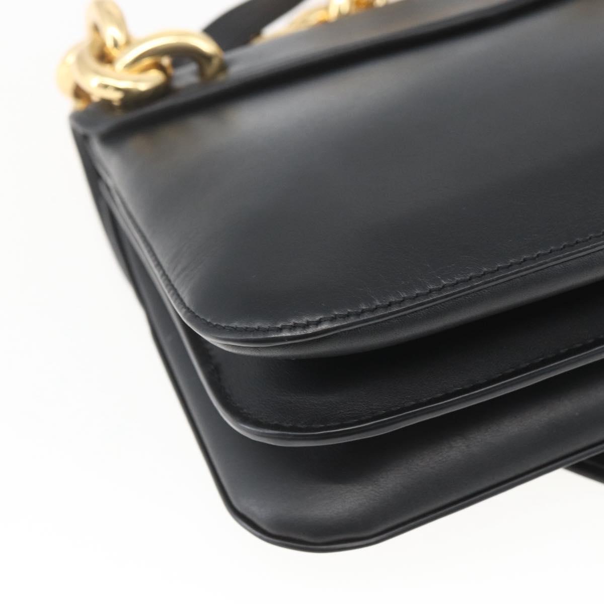 BOTTEGA VENETA mount Shoulder Bag Leather 2way Black Gold Auth ka1658V