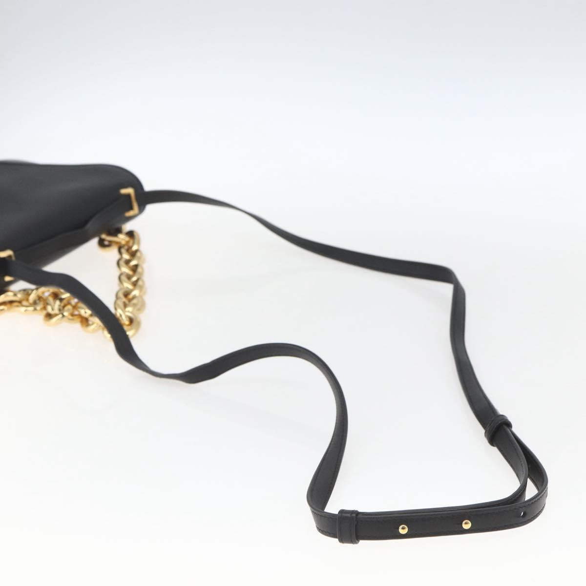 BOTTEGA VENETA mount Shoulder Bag Leather 2way Black Gold Auth ka1658V